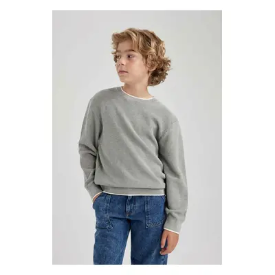 DEFACTO Boy Gray Crew Neck Knitwear Sweater