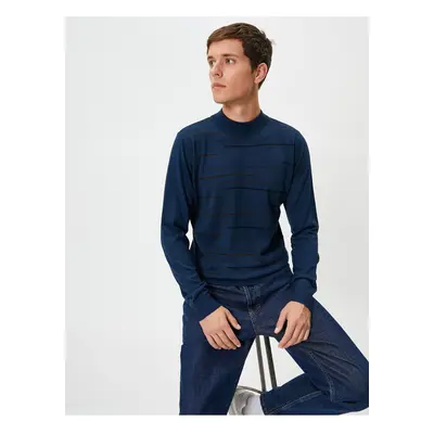 Koton Knitwear Sweater Half Turtleneck Slim Fit Striped Pattern