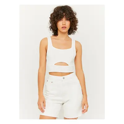 Bílý crop top s průstřihem TALLY WEiJL - Dámské