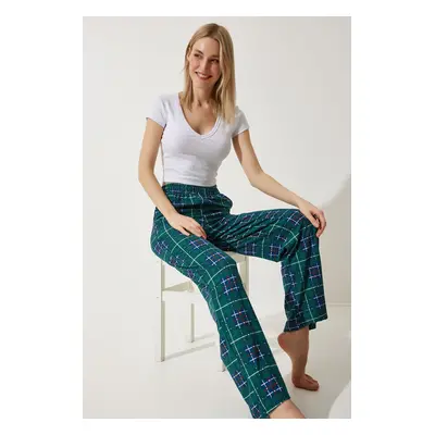 Happiness İstanbul Women's Dark Green Patterned Soft Textured Knitted Pajamas