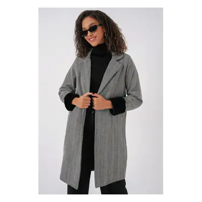 Bigdart Herringbone Cashmere Coat as D. Black