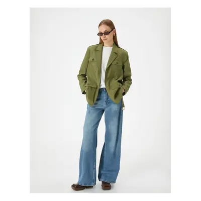 Koton Seasonal Jacket Belted Cargo Pocket Buttoned Modal Blended