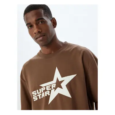 Koton Oversize T-Shirt Star Printed Crew Neck Short Sleeve Cotton