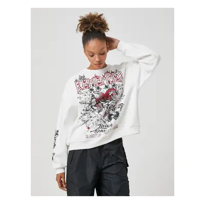 Koton Oversized Sweatshirt Crew Neck Printed Long Sleeve