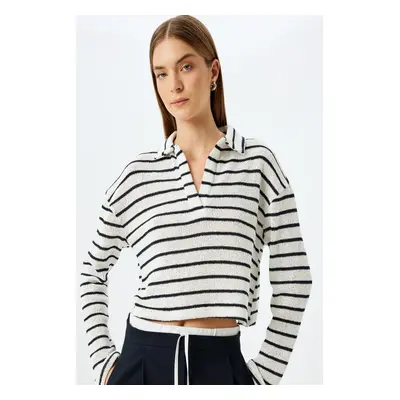 Koton Navy Blue Striped Women's Sweater