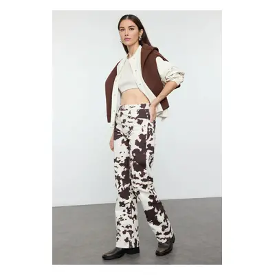 Trendyol Multicolored Cow Print High Waist Wide Leg Jeans