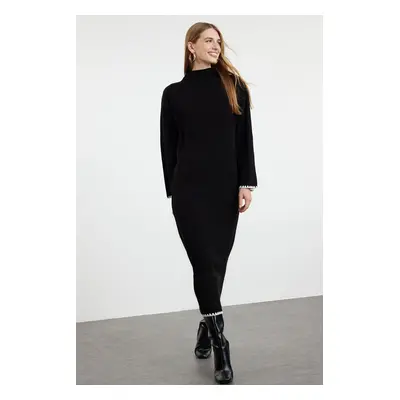 Trendyol Black Stitching Detailed Long Knitwear Dress