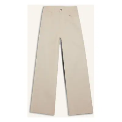 DEFACTO Wide Leg High Waist Wide Leg Pocket Basic Plain Corduroy Trousers