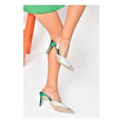 Fox Shoes P931536209 Green Pointed Toe Women's Shoes With Thin Heels