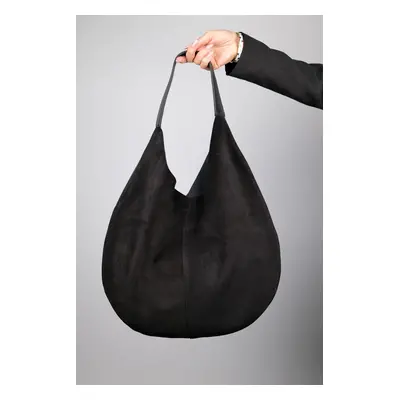 LuviShoes Puja Black Skin Black Genuine Suede Leather Women's Shoulder Bag