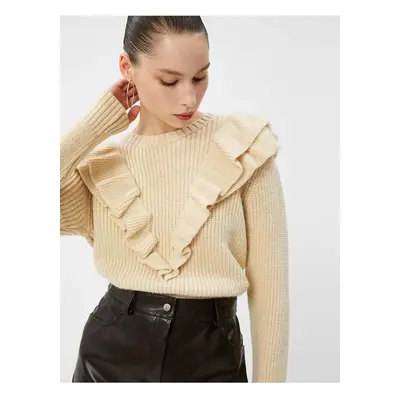 Koton Ruffle Detail Knitwear Sweater Crew Neck Long Sleeve