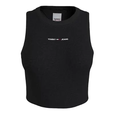 Tommy Jeans Top - TJW CROP TINY LINEAR TANK black