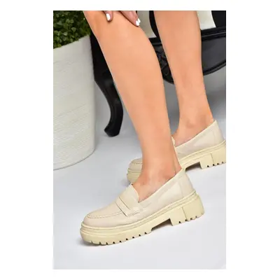 Fox Shoes P6520345009 Beige Thick Soled Women's Casual Shoes P652034500