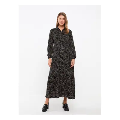 LC Waikiki Polka Dot Long Sleeve Viscose Maternity Dress With Shirt Collar