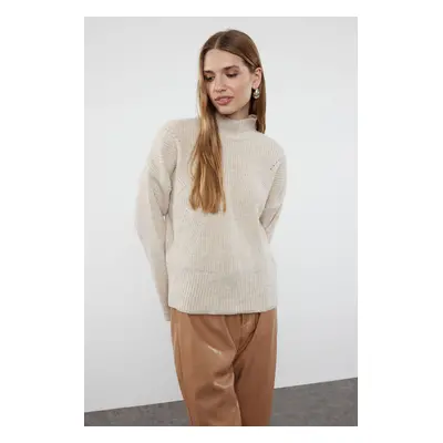 Trendyol Stone Soft Textured Basic Knitwear Sweater