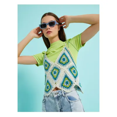 Koton Geometric Patterned Knitted Crop Undershirt