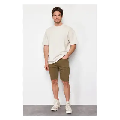 Trendyol Khaki Regular Fit Stretchová látka Džínové kraťasy