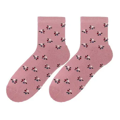 Bratex D-005 Women Women's Winter Terry Socks Pattern pink