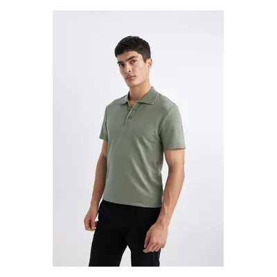 DEFACTO Slim Fit Slim Cut Polo Collar Short Sleeve Cotton Basic Plain T-Shirt