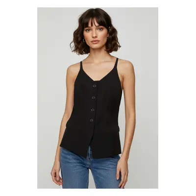 Trendyol Black Fitted Strap V Neck Pocket Vest