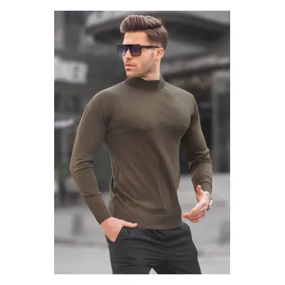 Madmext Khaki Slim Fit Half Turtleneck Men's Knitwear Sweater