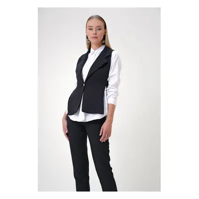 Trend Alaçatı Stili Women's Black Side Laced Vest and Shirt Set