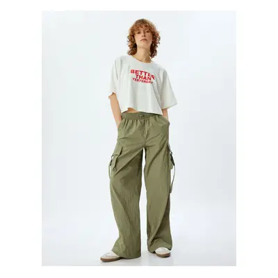 Koton Parachute Sweatpants High Waist Cargo Pocket Detail Elastic Waist