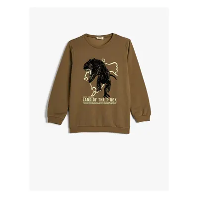 Koton Dinosaur Sweatshirt Long Sleeve Crew Neck Ribbed