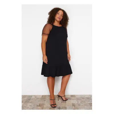 Trendyol Curve Black Single Jersey Knitted Plus Size Dress