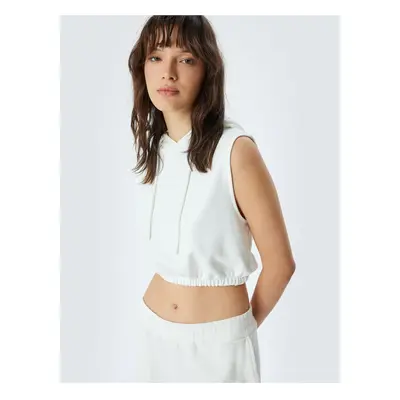 Koton Three Thread Non-raised Hooded Cotton Sleeveless Crop Sweatshirt