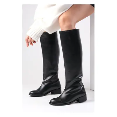 Mio Gusto Parley Black Color No Zipper With Thin, Faux Für Lined Women's Equestrian Boots.