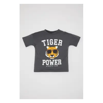 DEFACTO Baby Boy Crew Neck Tiger Patterned Short Sleeve T-Shirt