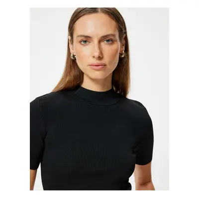 Koton Short Sleeve Basic Sheer Collar Knitwear Sweater