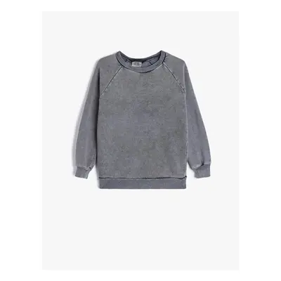 Koton Oversize Sweatshirt Crew Neck Faded Effect Cotton