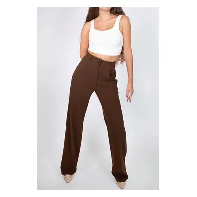 60948 Dewberry Oversize Women Trousers-COFFEE