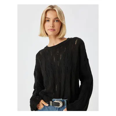 Koton Openwork Knitwear Sweater Crew Neck Long Sleeve