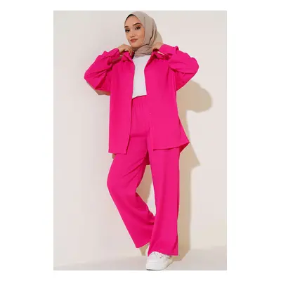 Bigdart T5858 Knitted Hijab Double Set - Fuchsia