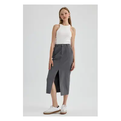 DEFACTO Slit Gabardine Midi Skirt