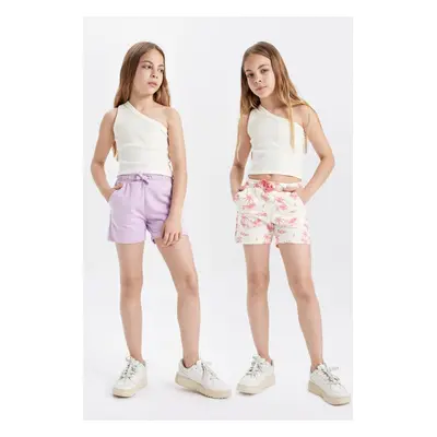 DEFACTO Girl's Printed 2-Piece Shorts