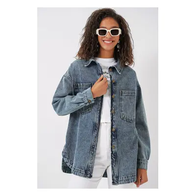 Bigdart Boyfriend Jean Shirt - Blue