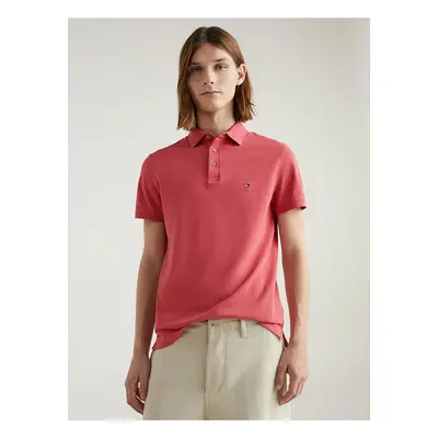 Tmavě růžové pánské polo tričko Tommy Hilfiger Slim Polo - Pánské