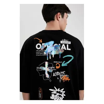 DEFACTO Loose Fit Crew Neck Back Printed Short Sleeve T-Shirt