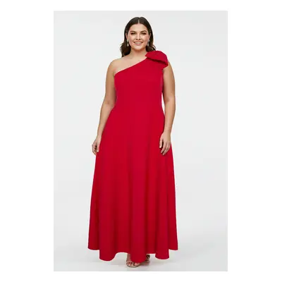 Trendyol Curve Red Bow One Shoulder Woven Evening/Night/Graduation/Engagement Dress