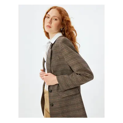 Koton Brown Plaid Women's Jacket