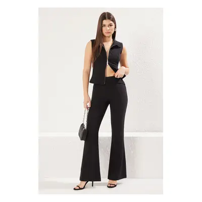 Trendyol Black Elastic Back Waist Elastic Flare Woven Trousers