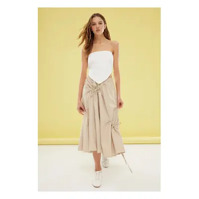 Trendyol Khaki Parachute Fabric Elastic Waist Maxi Skirt