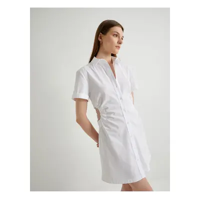 Koton Mini Shirt Dress Window Detailed Buttoned Short Sleeve Cotton