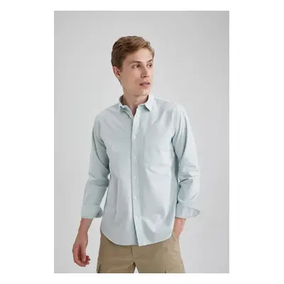 DEFACTO Regular Fit Oxford Pocket Basic Plain Long Sleeve Shirt