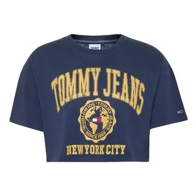 Tommy Jeans T-Shirt - TJW SUPER CROP COLLEGE LOGO SS blue