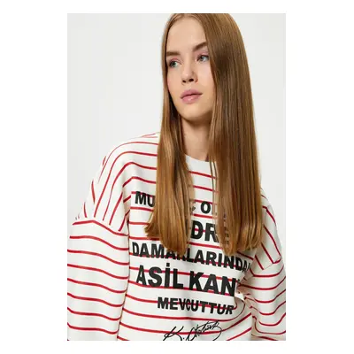 Koton Red Striped Youth Sweatshirt